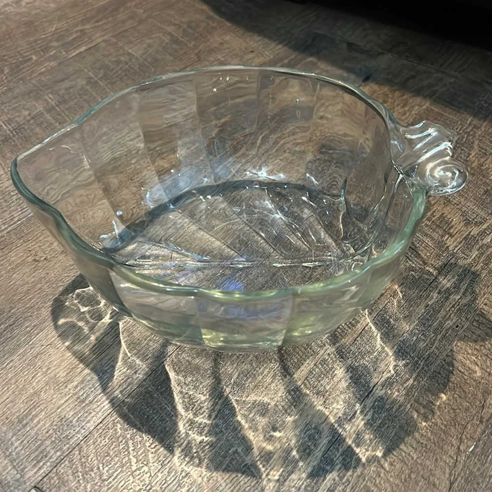 Anchor Hocking Clear Pumpkin Leaf Shaped Serving‎ Salad Fruit Bowl - Picture 4 of 7